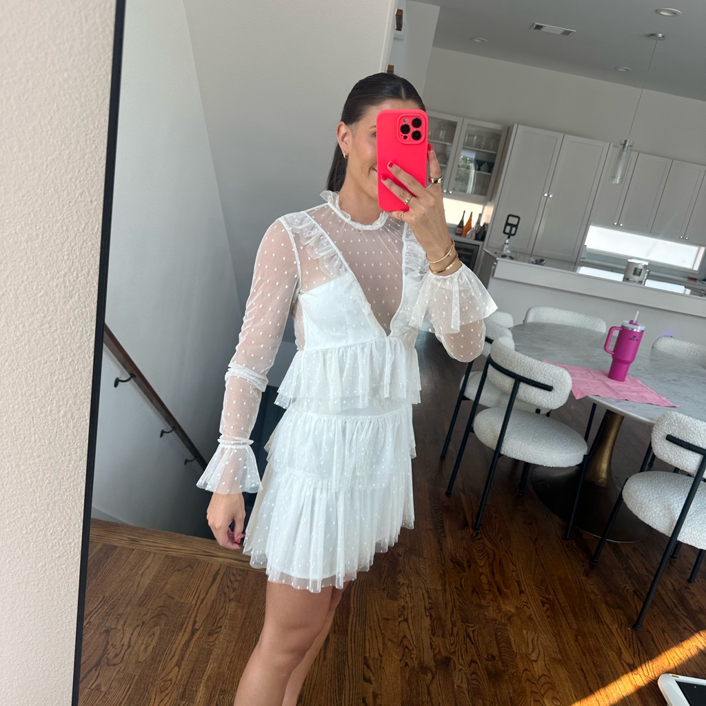 Tularosa White Ruffle Mini Dress